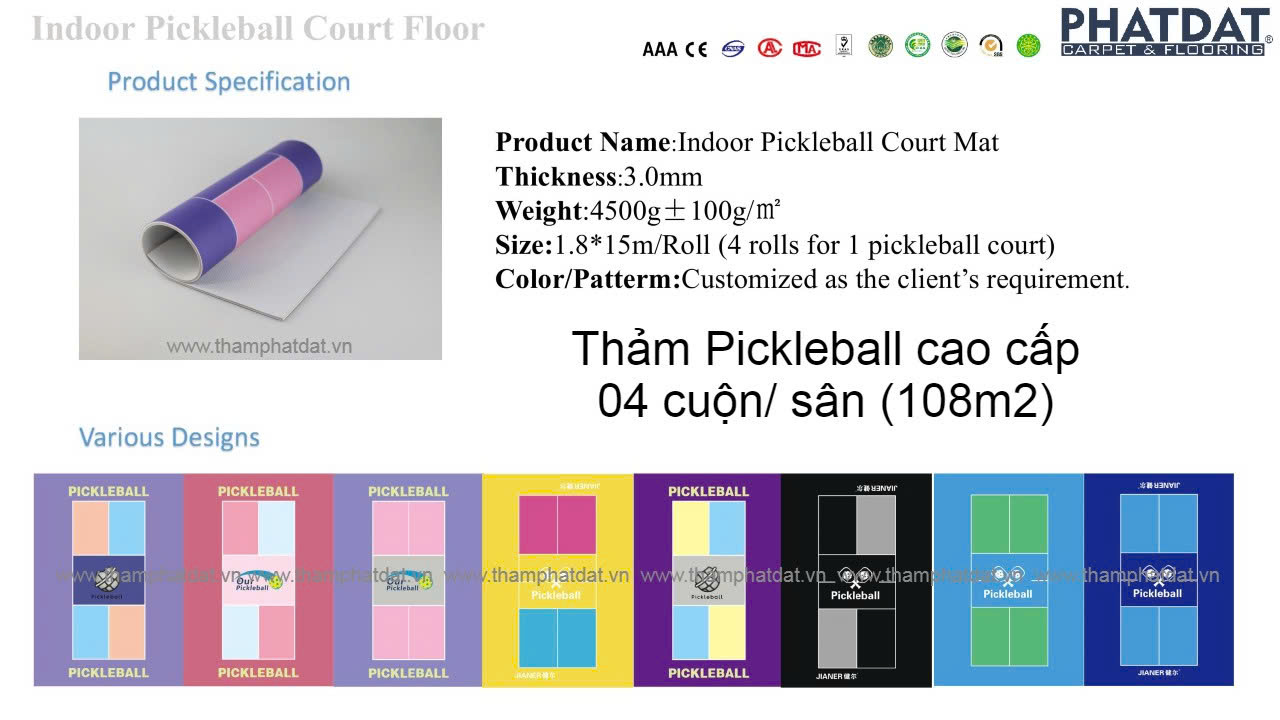 thảm sân pickleball 3li