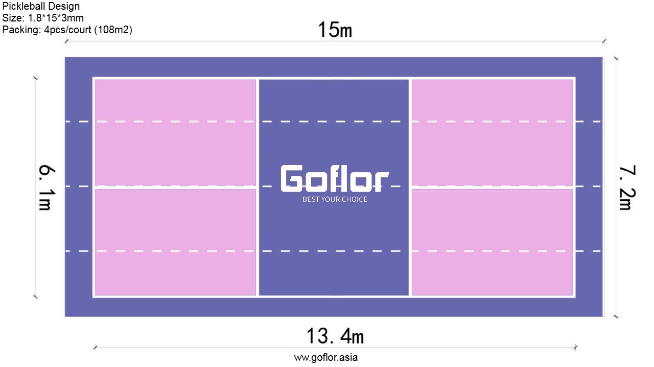 thảm sân pickleball hồng tím 